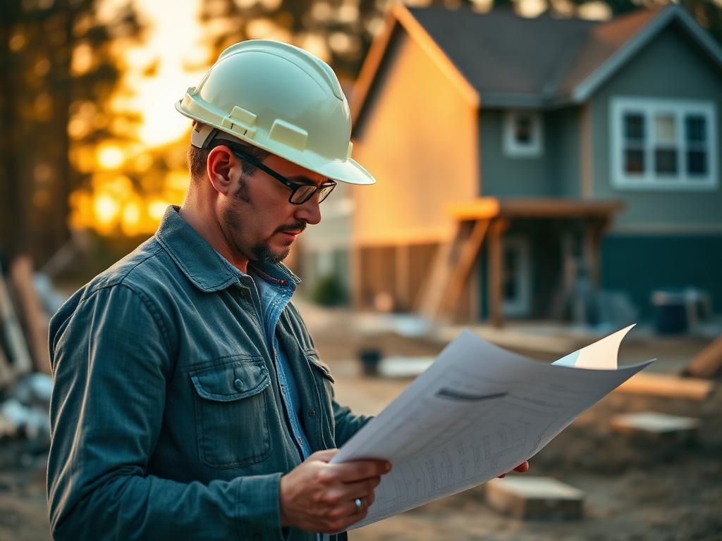 Construction professional reviewing plans
