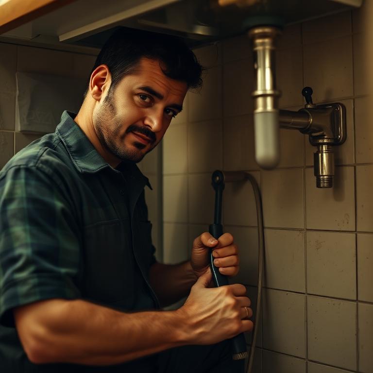 Plumber repairing a sink